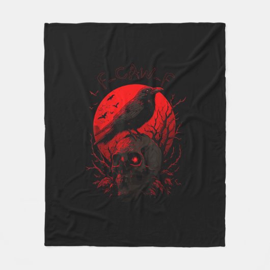 F-Caw-F Krähe Lustiger Vogel Roter Mond Gothic Fleecedecke (Vorderseite)