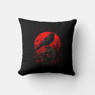 F-Caw-F Krähe Lustiger Vogel Roter Mond Gothic Kissen