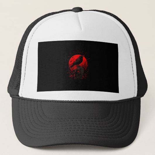 F-Caw-F Krähe Lustiger Vogel Roter Mond Gothic Truckerkappe (Vorderseite)