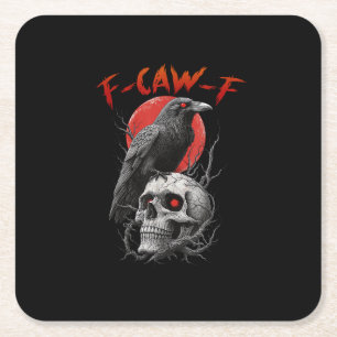 F-Caw-F Krähe Lustiges F-Caw-F Ästhetik-Design Rechteckiger Pappuntersetzer