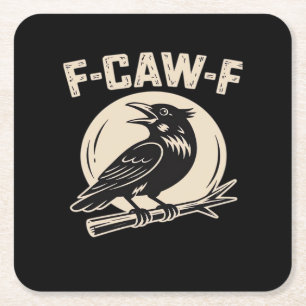 F-Caw-F Krähe Rabe im Vintage-Stil Rechteckiger Pappuntersetzer