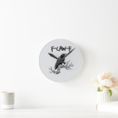 f-caw-f Krähe Rabe Wortspiel Runde Wanduhr (Zuhause)