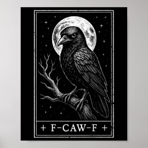 F-caw-f Krähe Tarot Karte Lustig Halloween Vintage Poster