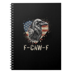 F-Caw-F Krähe Vogel Herz USA-Flagge Vintage Notizblock