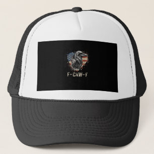 F-Caw-F Krähe Vogel Herz USA-Flagge Vintage Truckerkappe