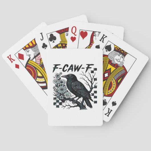 F-Caw-F Krähe Vogel Retro Klassiker Spielkarten (Rückseite)