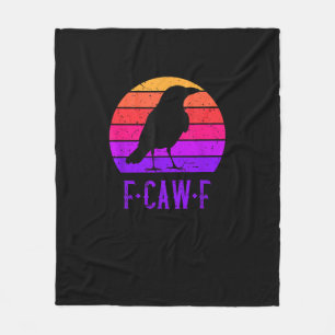 F-Caw-F Krähe Vogel Retro Sonnenuntergang Vintage  Fleecedecke