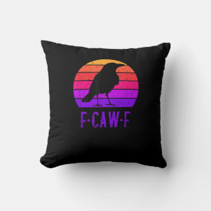F-Caw-F Krähe Vogel Retro Sonnenuntergang Vintage  Kissen