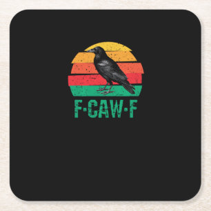 F-Caw-F Krähe Vogel Retro Sonnenuntergang Vintage Rechteckiger Pappuntersetzer