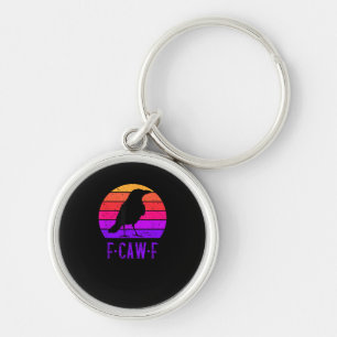 F-Caw-F Krähe Vogel Retro Sonnenuntergang Vintage Schlüsselanhänger