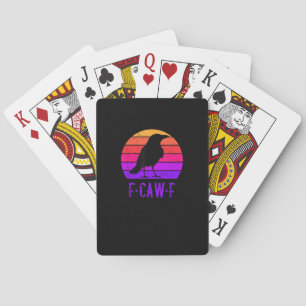 F-Caw-F Krähe Vogel Retro Sonnenuntergang Vintage Spielkarten
