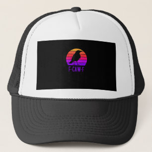 F-Caw-F Krähe Vogel Retro Sonnenuntergang Vintage Truckerkappe