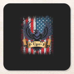 F-Caw-F Krähe Vogel Retro USA-Flagge Vintage F-Caw Rechteckiger Pappuntersetzer