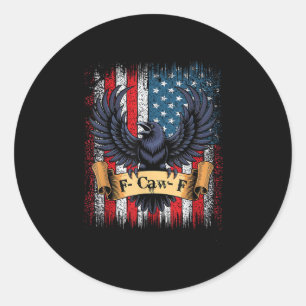 F-Caw-F Krähe Vogel Retro USA-Flagge Vintage F-Caw Runder Aufkleber