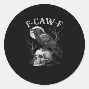 F-Caw-F Krähe Vogel Retro Vintage Gothic Mond F-Ca Runder Aufkleber