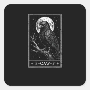 F-Caw-F Krähenkarte Lustige Halloween Vintage Rück Quadratischer Aufkleber