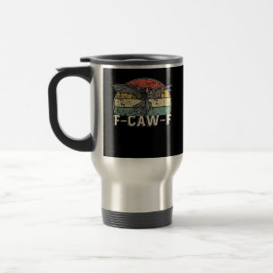 F-Caw-F Kuh Lustiger Vogel Vintage Sonnenuntergang Reisebecher