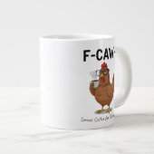 F-Caw-F Lustige Hühner-Kaffeetasse | Lustiger Hahn Jumbo-Tasse (Vorderseite Rechts)