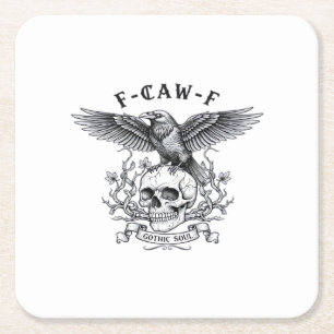 F-Caw-F Lustige Krähe Halloween Vintage Design Rechteckiger Pappuntersetzer