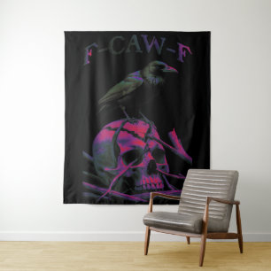 F-Caw-F Lustige Schwarze Krähe Vogel Wandteppich