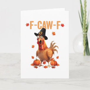 F-caw-f Lustiger Erntedank-Pilgerhut-Huhn-Pum Karte
