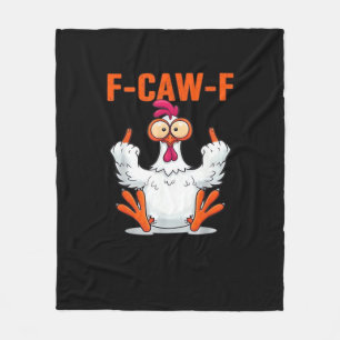 F Caw F Lustiger Hühner Humor Zitat im Vintage-Sti Fleecedecke