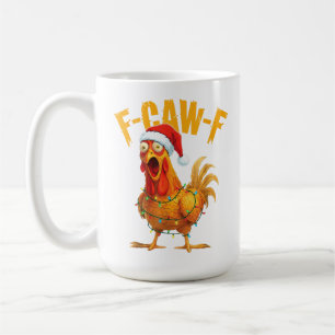 F-Caw-F Lustiger Hühner-Weihnachtslicht-Santa-Hut Kaffeetasse