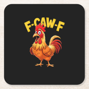 F-Caw-F Lustiger Humor Zitat Hahn Meme Huhn Liebe Rechteckiger Pappuntersetzer