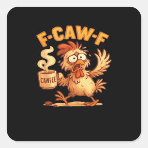 F Caw F Lustiger Klassischer Retro-Huhn-Grafik Quadratischer Aufkleber