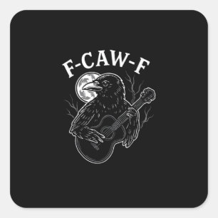 F Caw F Lustiger Krähe Gitarre Halloween Vintage S Quadratischer Aufkleber