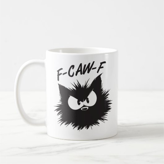"F-CAW-F" Lustiger mürrischer Katzenbecher Kaffeetasse (Links)