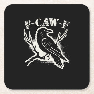 F-Caw-F Lustiger Rabe Vintage Krähe Sarkastischer Rechteckiger Pappuntersetzer
