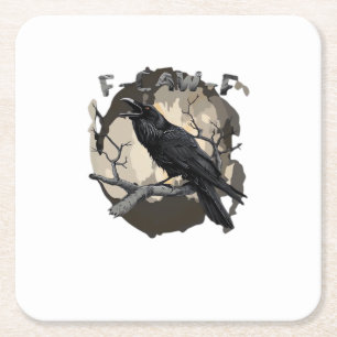 F-Caw-F Lustiger Rabe Wortspiel Gothic Krähe Humor Rechteckiger Pappuntersetzer