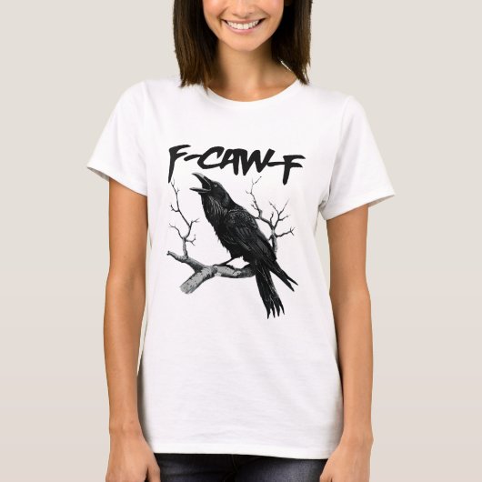 F Caw F Lustiger Schwarzer Rabe F-Caw-F Schwarzer  T-Shirt (Vorderseite)