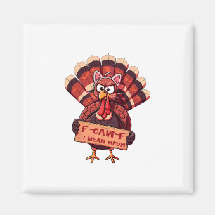 F-caw-f Lustiger Truthahn Thanksgiving Humor Katze Magnet