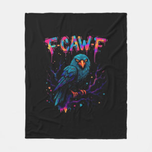 F Caw F Lustiger Vogel Krähe Rabe Wortspielwitz Sp Fleecedecke