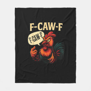 F Caw F Lustiger Wütender Hahn Grafik Retro-Stil Fleecedecke