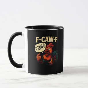 F Caw F Lustiger Wütender Hahn Grafik Retro-Stil Tasse