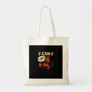 F Caw F Lustiger Wütender Hahn Grafik Retro-Stil Tragetasche