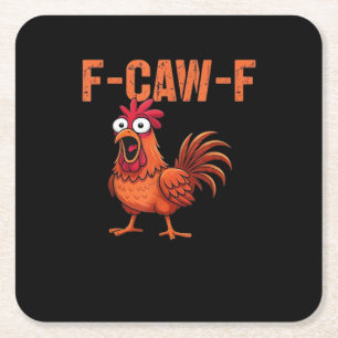 F-Caw-F Lustiges Huhn Klassischer Trendstil Rechteckiger Pappuntersetzer