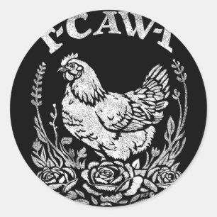 F-caw-f Lustiges Huhn Sarkasmus Wortspiel Farmer Runder Aufkleber