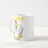 F-Caw-F Meme | Lustiger Hühnerwitz | Hahn Kaffeetasse (Vorderseite Links)