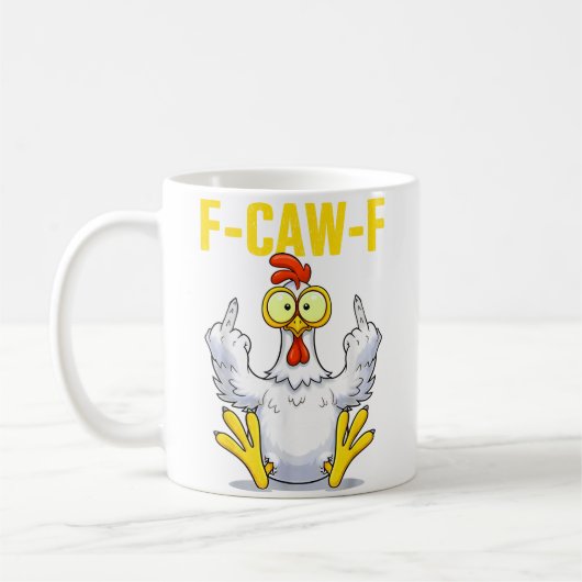 F-Caw-F Meme | Lustiger Hühnerwitz | Hahn Kaffeetasse (Links)