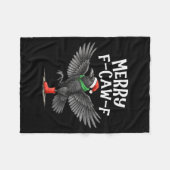 F-caw-f Merry Christmas Funny Crow Raven  Fleecedecke (Vorderseite (Horizontal))