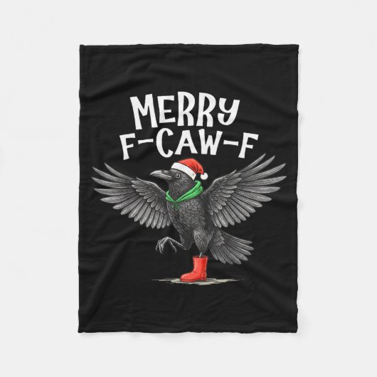 F-caw-f Merry Christmas Funny Crow Raven  Fleecedecke (Vorderseite)