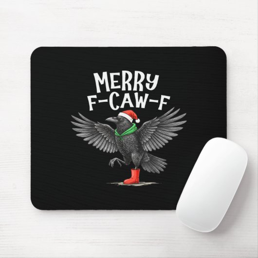 F-caw-f Merry Christmas Funny Crow Raven  Mousepad (Mit Mouse)