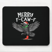 F-caw-f Merry Christmas Funny Crow Raven  Mousepad (Vorne)