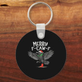 F-caw-f Merry Christmas Funny Crow Raven Schlüsselanhänger (Vorderseite)