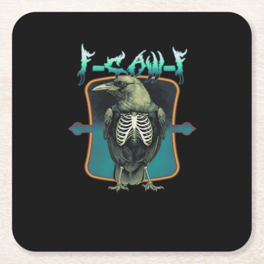 F-Caw-F Minimal Design Rechteckiger Pappuntersetzer (Vorderseite)