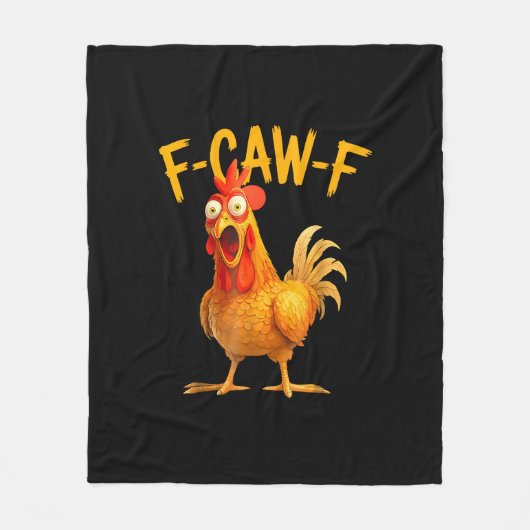 F-Caw-F Pun Funny Chicken Rooster Cawing Grunge Fleecedecke (Vorderseite)